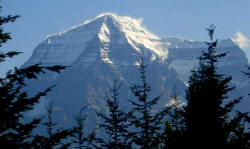 Mt. Robson, the source of the Fraser River! The Fraser River flows out of the Rockies, across the flood plains to Vancouver. 