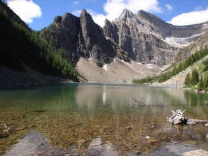 Agnes Lake.. near the Tea House above Lake Louise. All food and supplies for the Tea House are brought in by horseback. Garbage is carried out in the same manner.