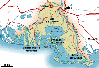Map of the Rhone River Delta, France
