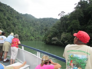 Birding as we Cruise up the Rio Dulce into Guatemala.